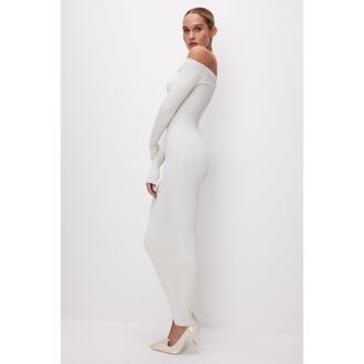 Good American Womens Stretch Rib Maxi Dress | Cloud White, Size Medium | Good American by Khlo&Egrave; Kardashian
