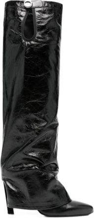The Attico Leon Over-knee Laarzen - Dames - Over de knie laarzen - Zwart - 40 EU - Leer - Schoenen