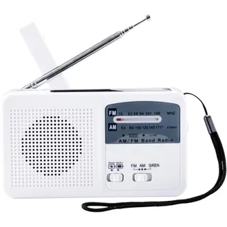 OEM Radio Di Emergenza Am/fm A Energia Solare Con Manovella, Luce Led Integrata, Porta Usb Per La Ricarica E Pannello Solare - Bianca