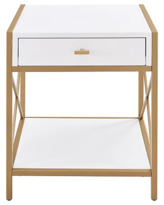 Leick Home Claudette Mixed Metal & Wood 1-Drawer End Table With Shelf