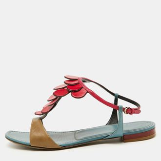 Sergio Rossi Multicolor Leather Flat Sandals