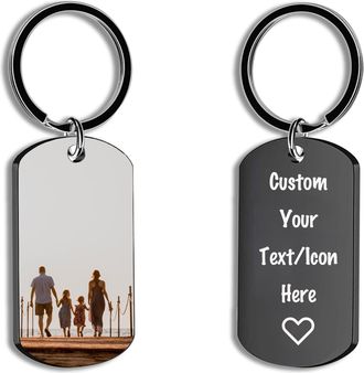 Generic Drive Safe Keyring Boyfriend Personalised Photo Keyring Engraving Double Sided Keychain with Text Custom Gifts or Men Women Boyfriend Girlfriend (Blac