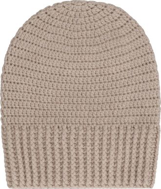 Malo Kasjmier Gehaakte Gebreide Muts - Dames - Hoeden - Beige - ONE Size - Kasjmier - Accessoires