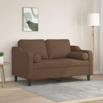 vidaXL Sof&aacute; De 2 Plazas Con Cojines Tela Marr&oacute;n 120 Cm Vidaxl