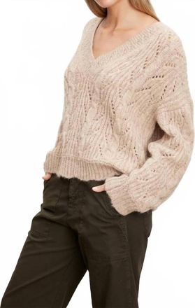 Velvet Sade V-Neck Knit Sweater In Oatmeal