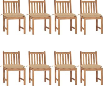 vidaXL Sillas De Jard&iacute;n 8 Unidades Madera Maciza De Teca Con Cojines Vidaxl