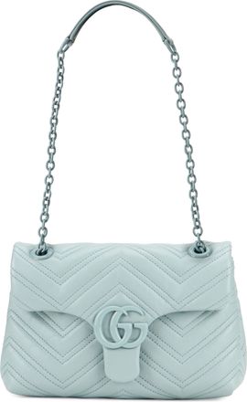 Gucci Womens Shoulder Bag Gg Marmont Light Blue Calf Skin Handbags Hand