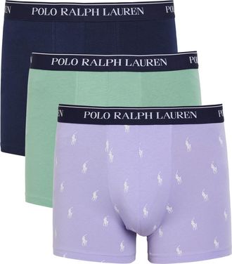 Polo Ralph Lauren Logo Stretch-cotton Trunks - set of Three - Blue - XL