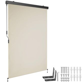 TecTake Toldo vertical con manivela, 2 soportes pared, 120x250 cm, beige