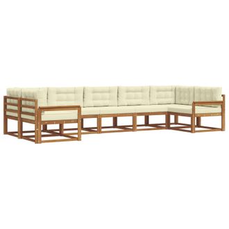vidaXL Conjunto De Sof&aacute;s De Exterior Con Coj&iacute;n 7 Pcs Natural Y Crema Vidaxl