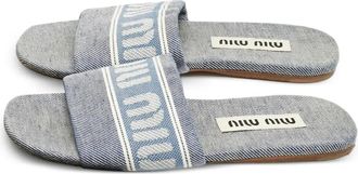 Miu Miu Sandali denim con logo - Blu