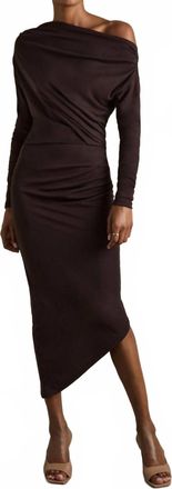 Reiss Fleur Off-Shoulder Ruched Jersey Dress In Burgandy