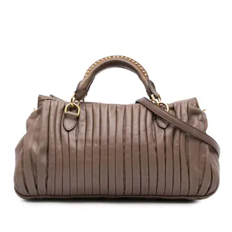 Miu Miu Pre-owned Miu Miu Nappa Bosco Pleated Satchel Ladies D211COB08JSNB2BH