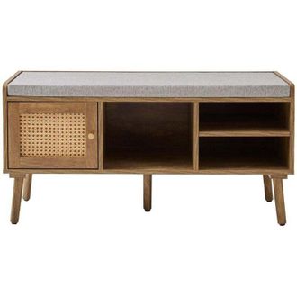 Calicosy Panca per scarpe 1 porta con facciata in rattan e 3 nicchie aperte L100 cm - PALMO