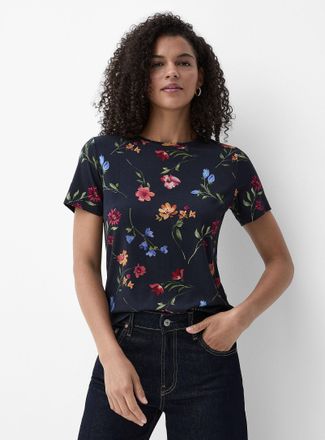 Contemporaine Womens Patterned ultra-flowy crew-neck T-shirt