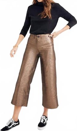 Madewell Emmett Wide Leg Cropped Metallic Shimmer Pants In Gold