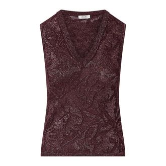 Liu Jo Lam&eacute; Lace Knit Top - female - Liu Jo - V-neck Knitwear - Purple - S - Knitwear
