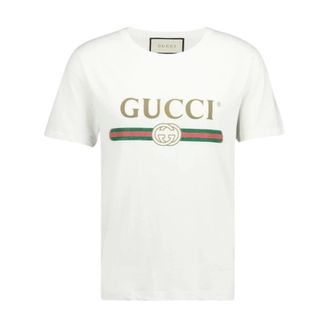 Gucci T-Shirts, male, White, XS, Classic Interlock Logo Printed T-Shirt