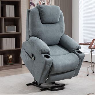 HOMCOM Riser & Recliner Chair with Vibration Massage Heat Quick Assembly in Dark Grey