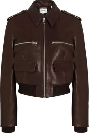 Frame Denim zip-pocket leather jacket - Marrone
