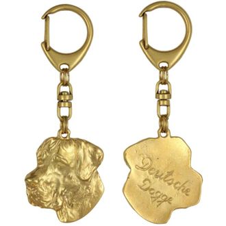 OEM Gran Dan&eacute;s Ii: Llavero Chapado En Oro Con Un Perro En Una Caja De Regalo, Decoraci&oacute;n De Bolso, Accesorio De Lujo De Art-dog