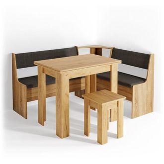 Vicco Conjunto con banco esquinero Roman, Roble dorado, 150 x 41.5 cm con mesa