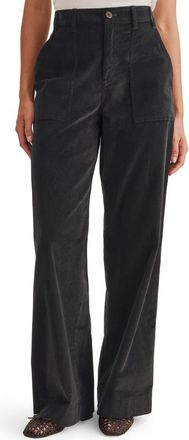 Splendid Colette Patch Pocket Wide Leg Corduroy Pants in Black at Nordstrom, Size X-Large