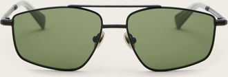 AllSaints Zinc Virgo Navigator Square Sunglasses, Size: One Size