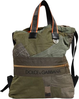 Dolce & Gabbana Military Green Patchwork Rucksack Backpack Mens Bag