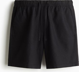 H&M Shorts aus Leinenmix in Relaxed Fit - Schwarz