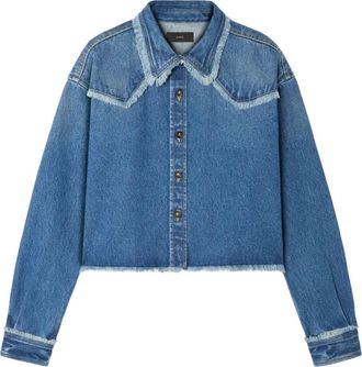 Alanui Camicia denim Pacific Roads con orlo sfrangiato - Blu