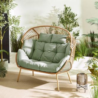 Furniturebox Egg Outdoor Garden Double Chair in Green