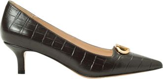 Twinset D&eacute;collet&eacute; met krokodillenprint en Oval T - Dames - Pumps - Zwart - 36 EU - Leer - Schoenen