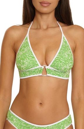 BECCA by Rebecca Virtue Water Lily Halter Bikini Top in Green Apple at Nordstrom, Size Medium