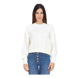 Elisabetta Franchi Cropped Crewneck Sweater Ivory - Dames - Ronde hals truien - Wit - S - Polyester - Truien & Vesten