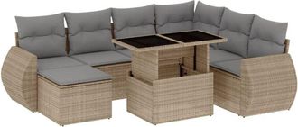 vidaXL Vidaxl - Set De Sof&aacute;s De Jard&iacute;n Y Cojines 8 Piezas Rat&aacute;n Sint&eacute;tico Beige