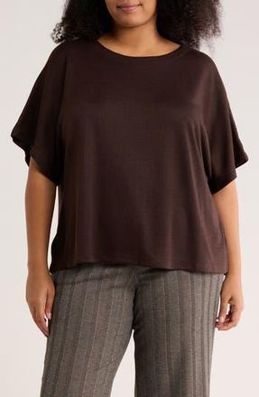 Max Studio Short Sleeve Sweater in Chocolate Brown at Nordstrom Rack, Size 2X