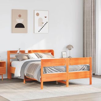 Berkfield Home Bed Frame without Mattress Wax Brown 135x190 cm Double Solid Wood Pine