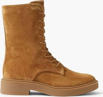 Vince Womens Kady Suede Lace-Up Tall Boots In Chestnut
