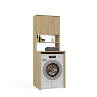 Topeshop Pola Multi - Columna De Ba&ntilde;o - 3 Estantes, 2 Puertas - 64x180x64 Cm - Roble Artisan