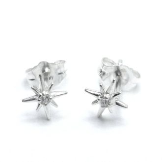 Jessica Elliot Womens Tiny North Star Studs With Cz In Sterling Silver