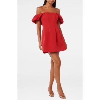 Ever New Jacquie Off the Shoulder Minidress in Barbados Cherry at Nordstrom Rack, Size 0