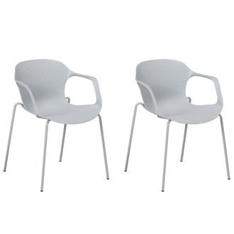 Beliani Conjunto De 2 Sillas De Comedor Gris Con Patas De Metal Estilo Moderno Industrial Elbert