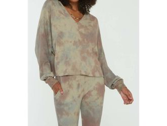 Bloomingdale's Wilderness Tie Dye Thermal Hoodie In Olive Tie Dye