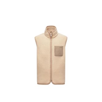 Moncler Nubuck-trimmed Teddy Vest Beige Size XXL