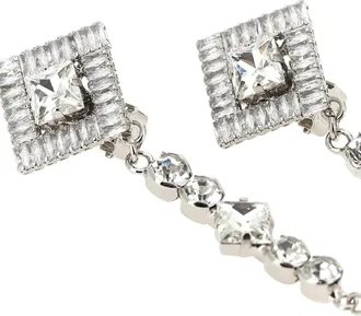 Alessandra Rich Crystal and Pearl Chandelier Earrings - Silver