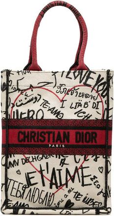 Dior Pre-owned Dior Amour Embroidered Canvas Graffiti Vertical Book Tote Ladies LD84G0WNZX59IFKH
