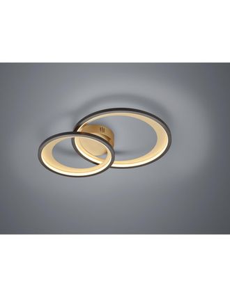 Trio Leuchten Trio Lighting - Plaf&oacute;n Granada Doble Circulo Negro-oro Led 29w Regulable L59 Cm