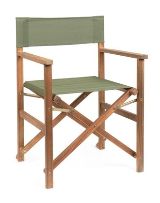 BIZZOTTO Conjunto de 2 sillas de director en madera y poli&eacute;ster verde musgo