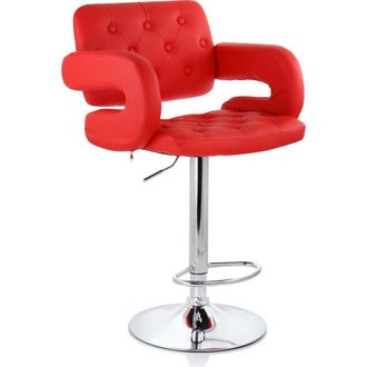 Elama Faux Leather Tufted Bar Stool with Adjustable Height in Red at Nordstrom